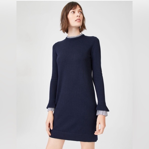 👉NWT Club Monaco 100% Wool Fidelma Dress Navy Blue Size M - Picture 1 of 8